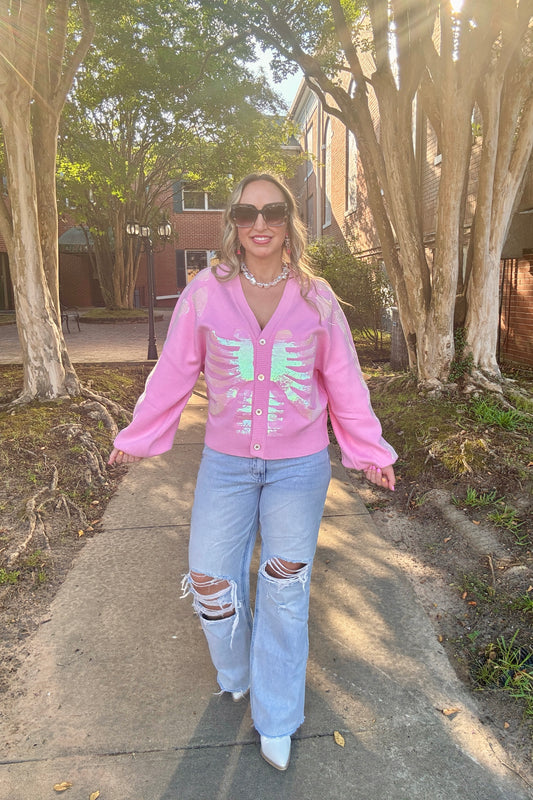 Light Pink Skeleton Cardigan