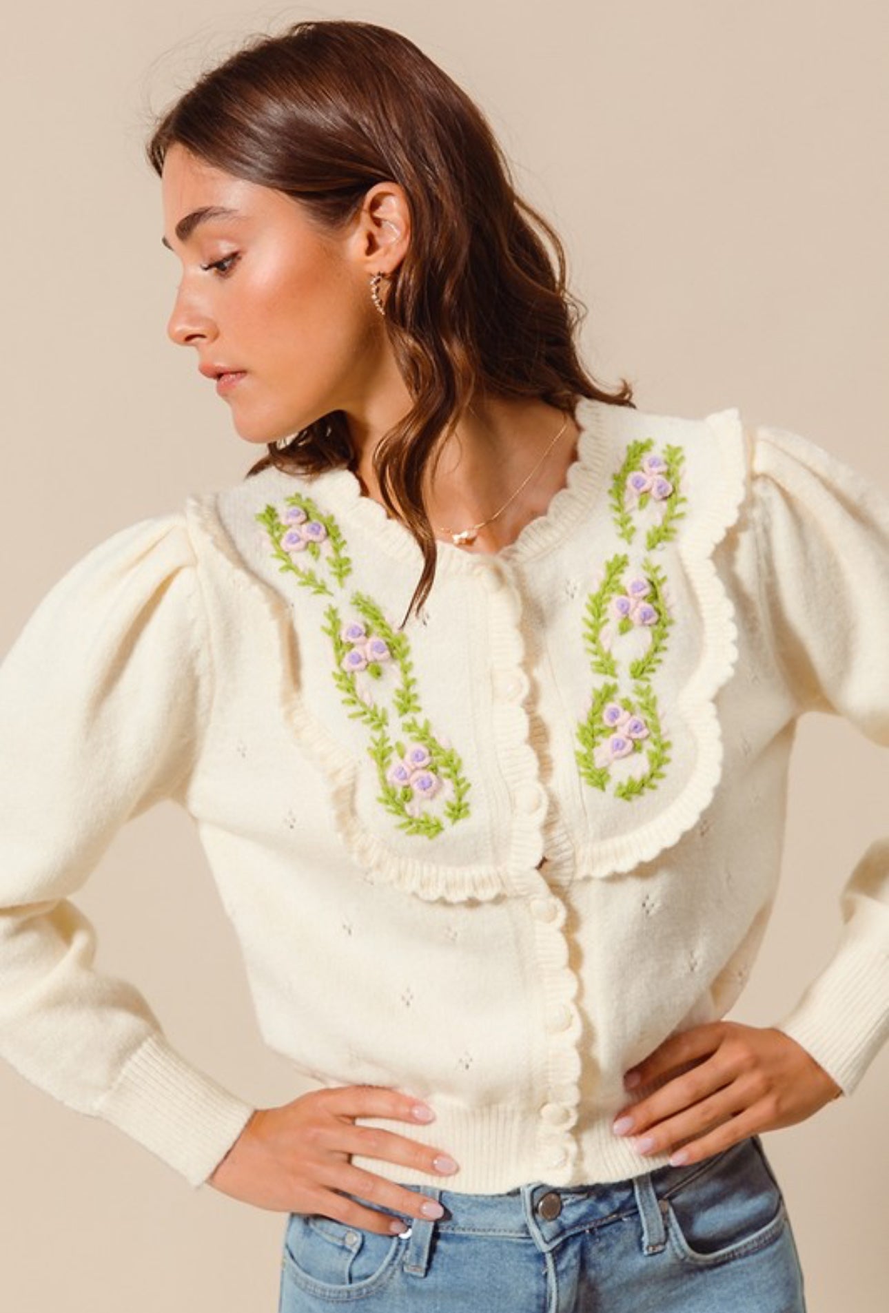 Falling In Love Embroidered Cardigan