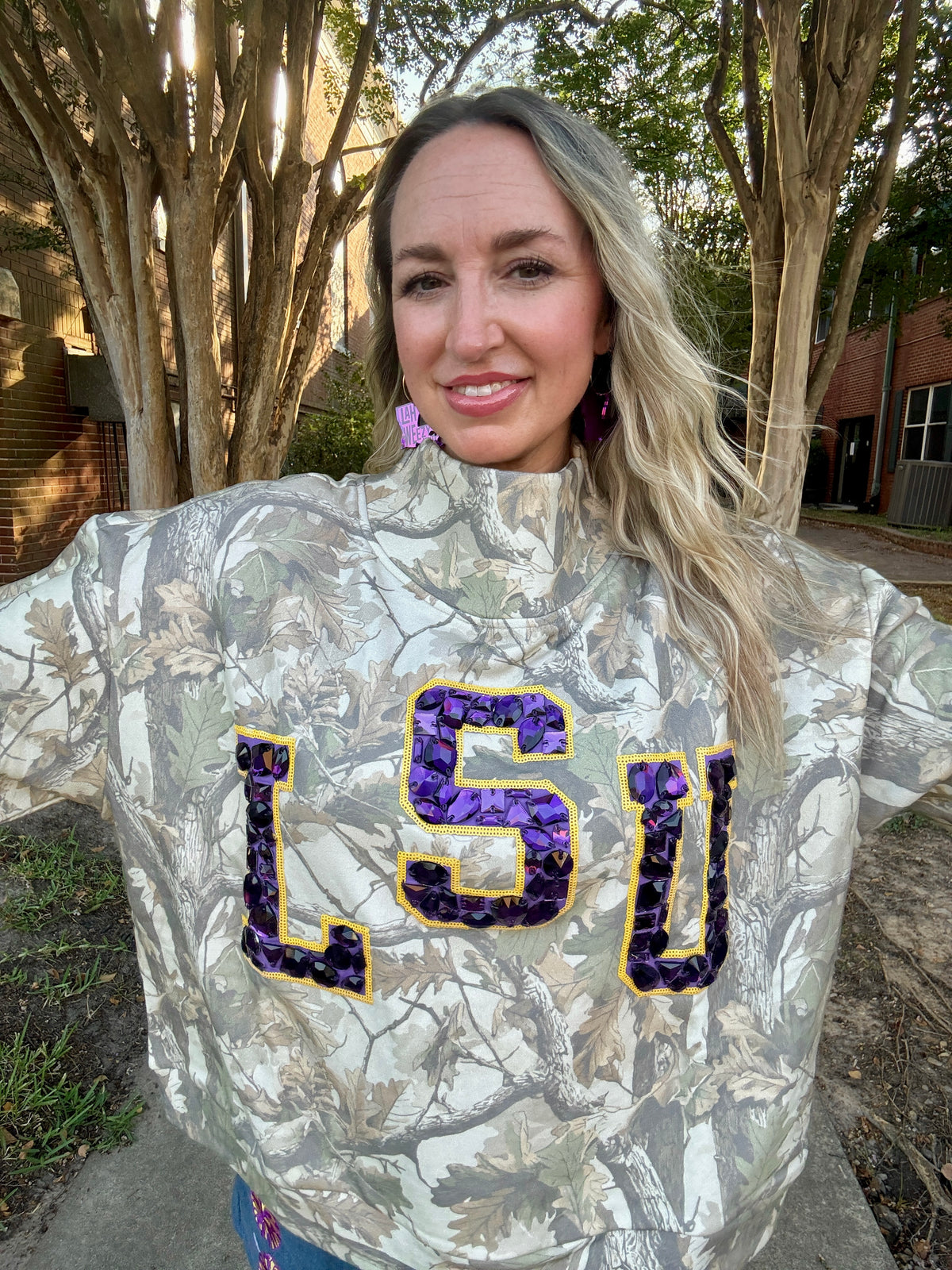 LSU Licensed Mockneck Camo Sweatshirt