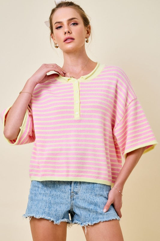 Pink Lemonade Henley