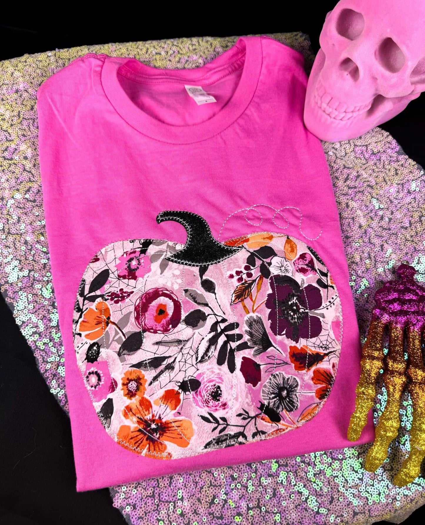 Pink Floral Pumpkin Tee