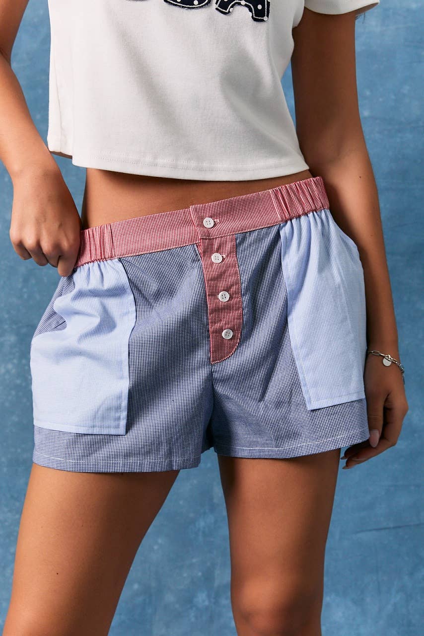 Red and Blue Gingham Shorts