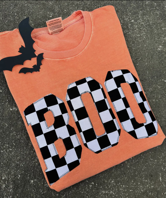 Checkered Boo Halloween Tee