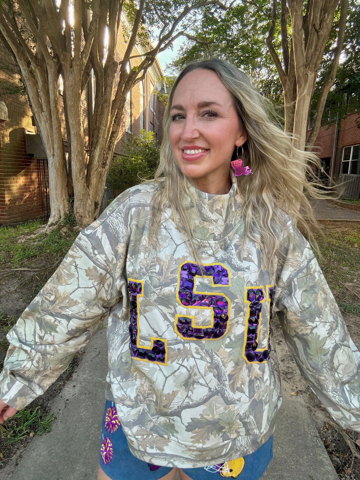 LSU Licensed Mockneck Camo Sweatshirt