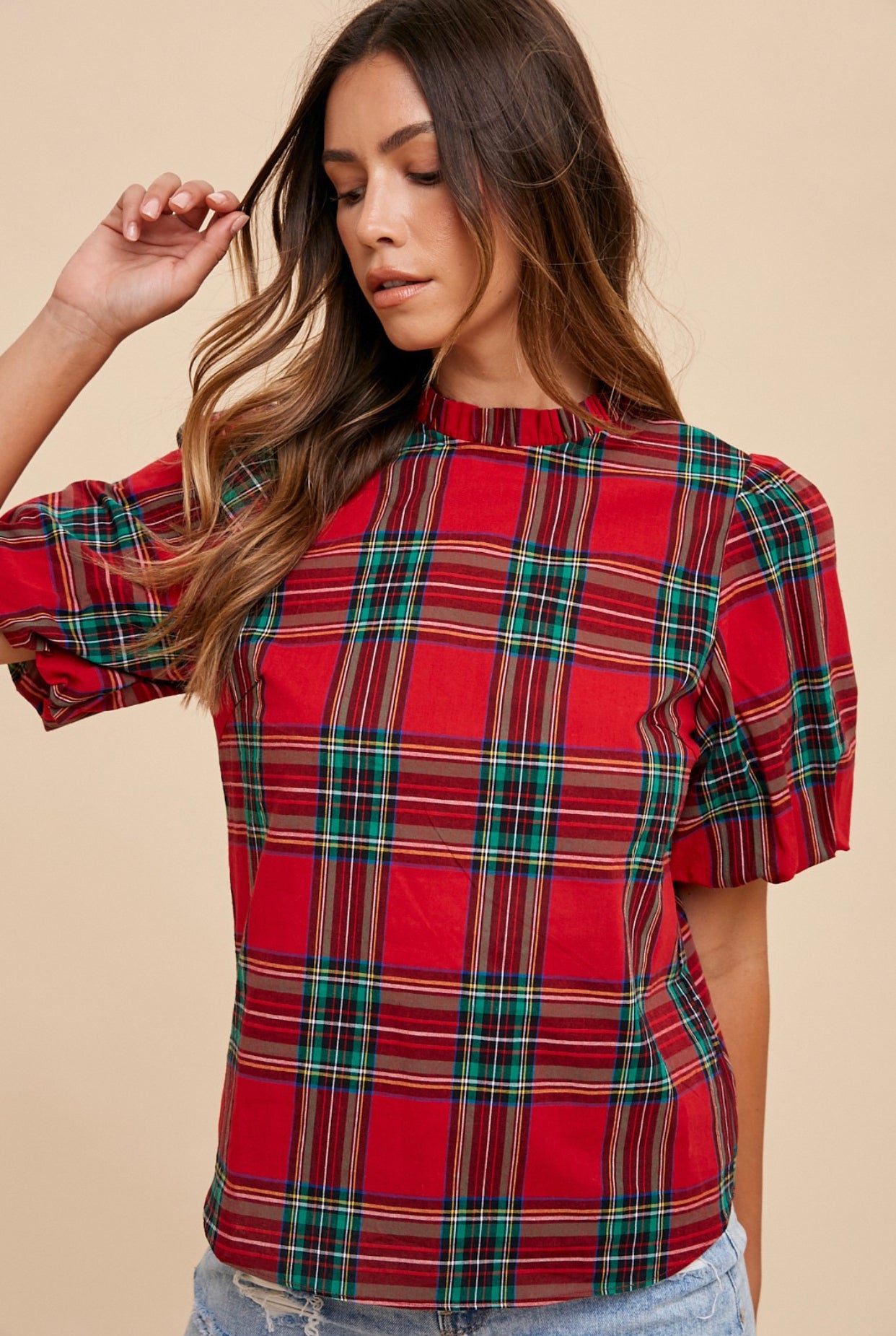 Holiday Red Plaid Top