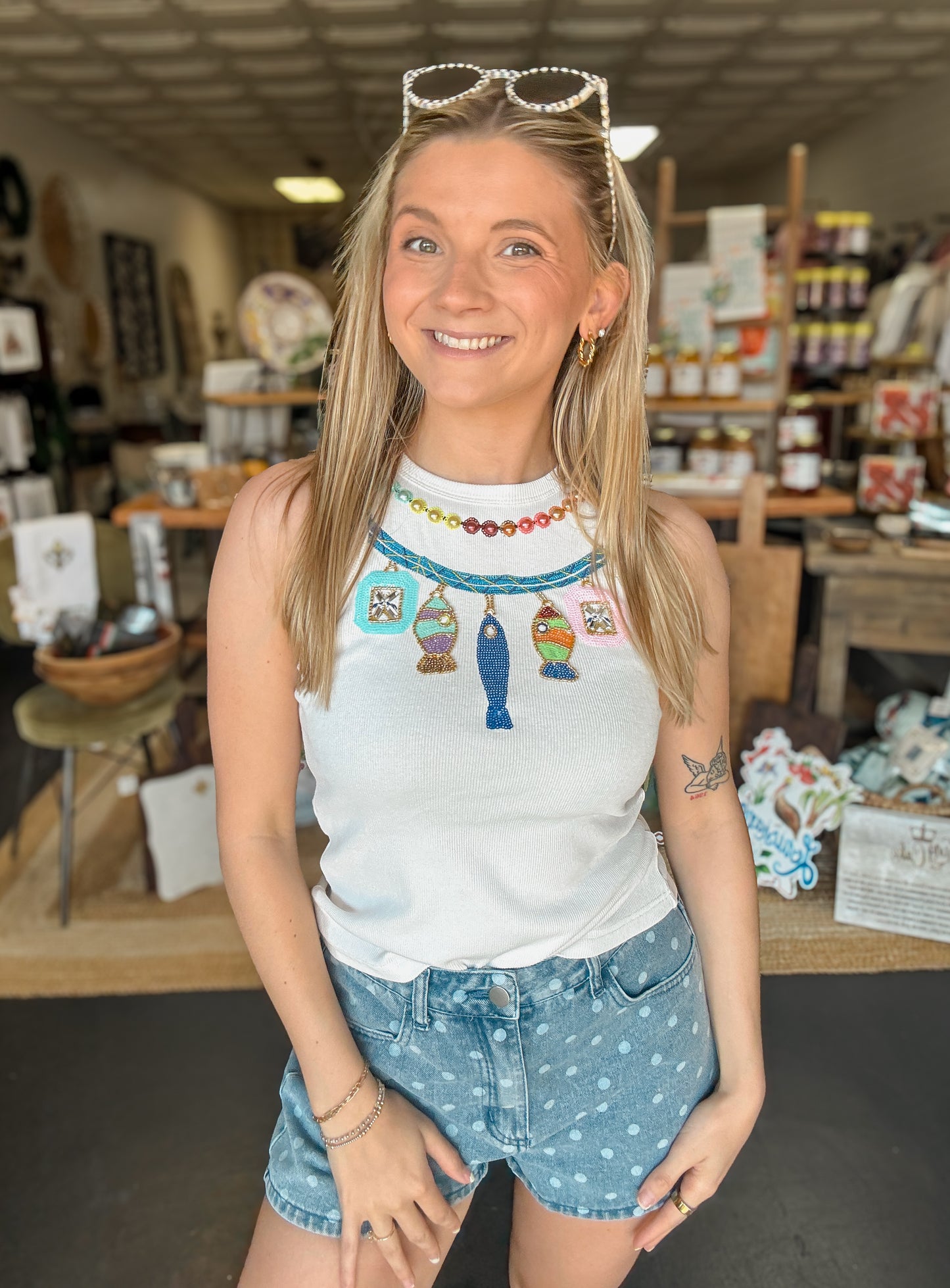 White Rainbow Charm Tank