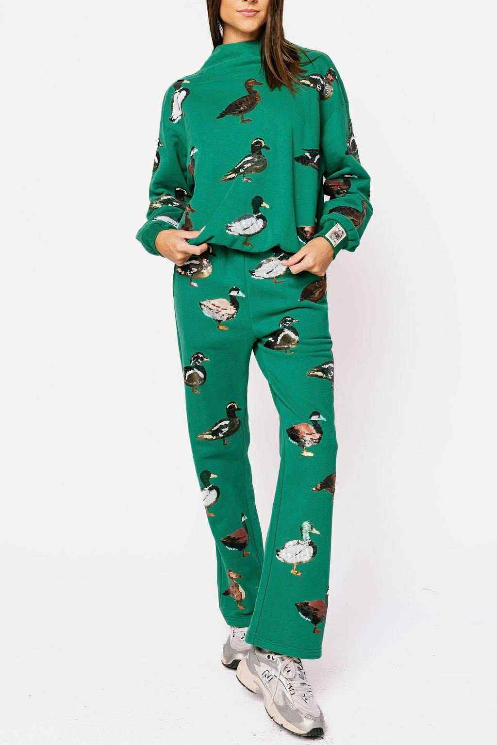 Dark Green Duck Mock Neck Sweatshirt Preorder