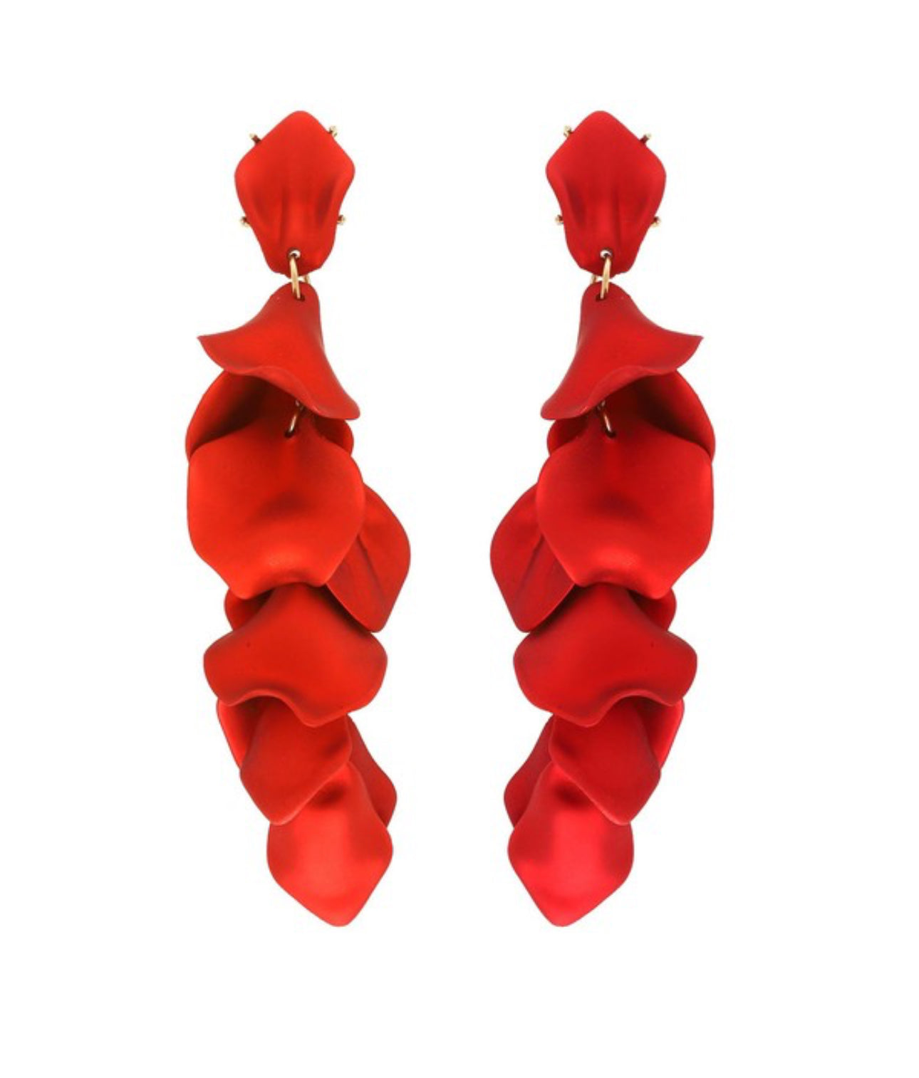 Metallic Red Petal Earrings