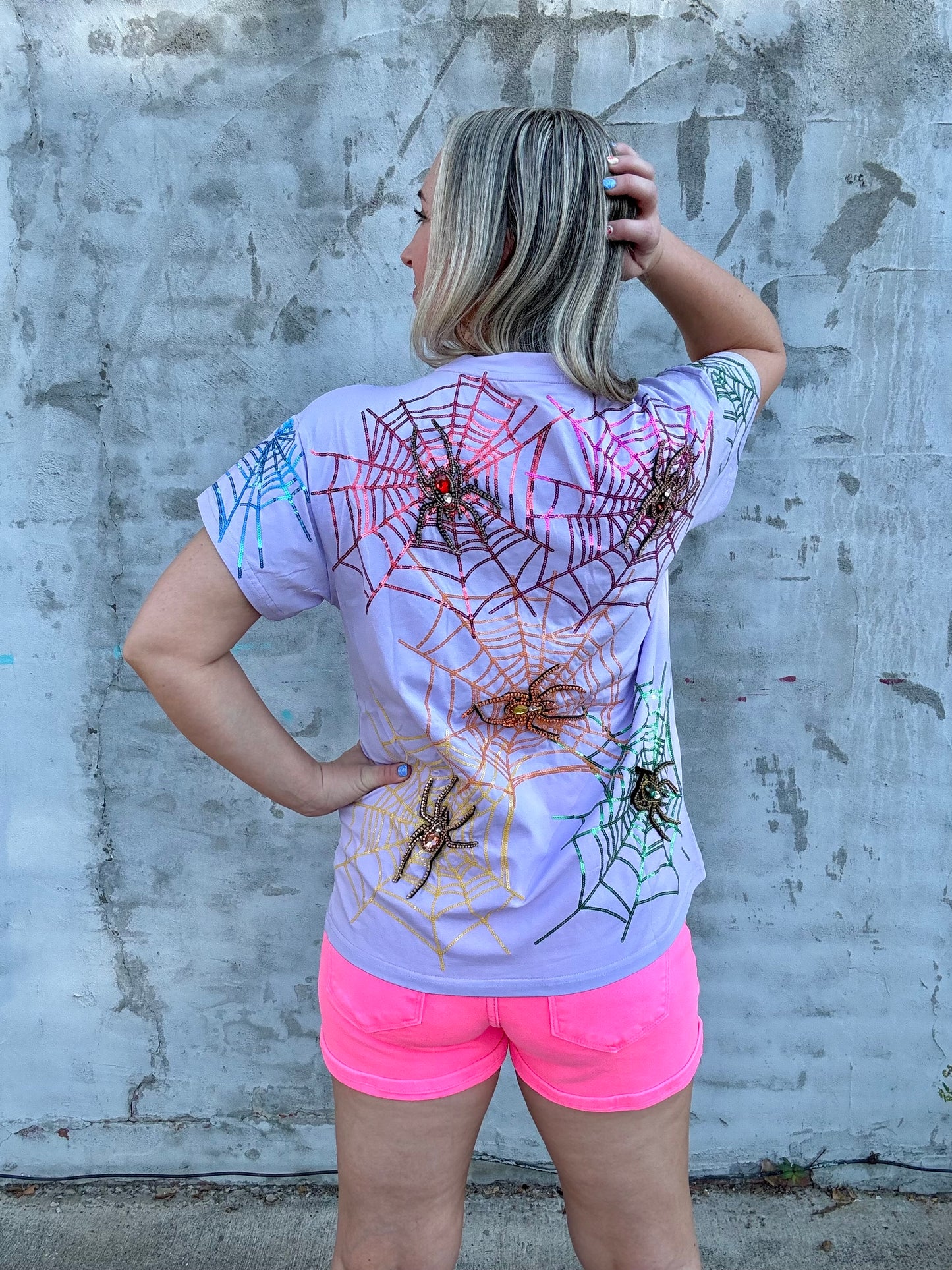 Queen of Halloween Spider Web tee