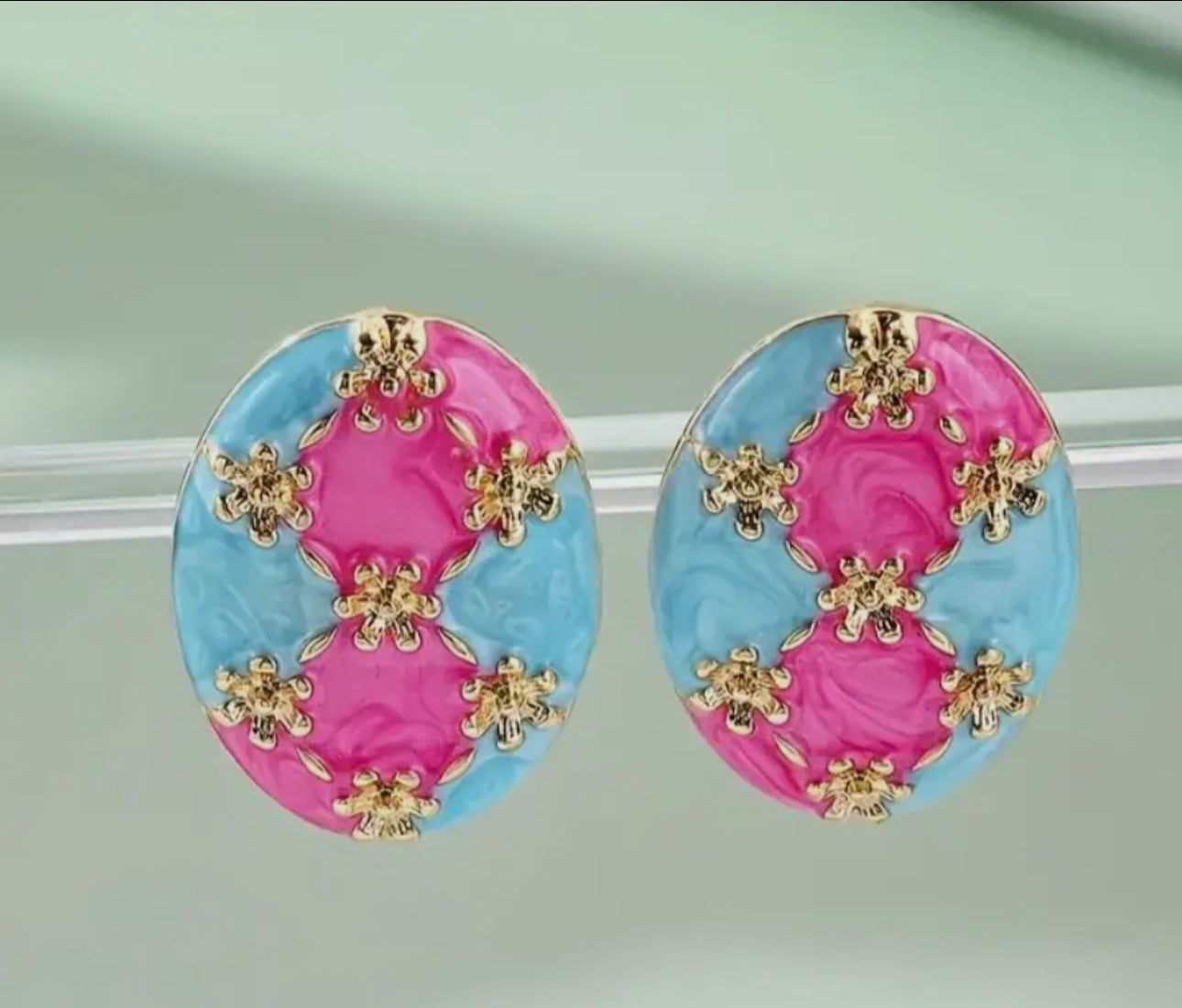 Barbie Pink and Blue Enamel earrings