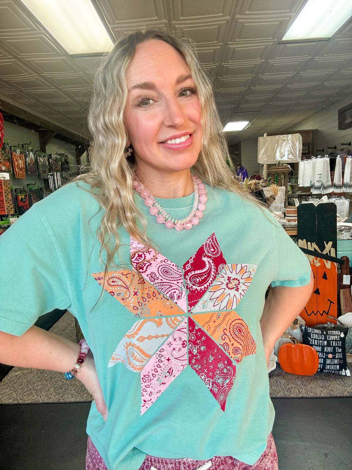 Bandana Pinewheel Crop Tee