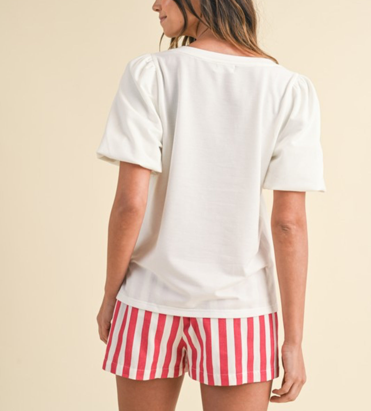 Red Stripe Twill Shorts