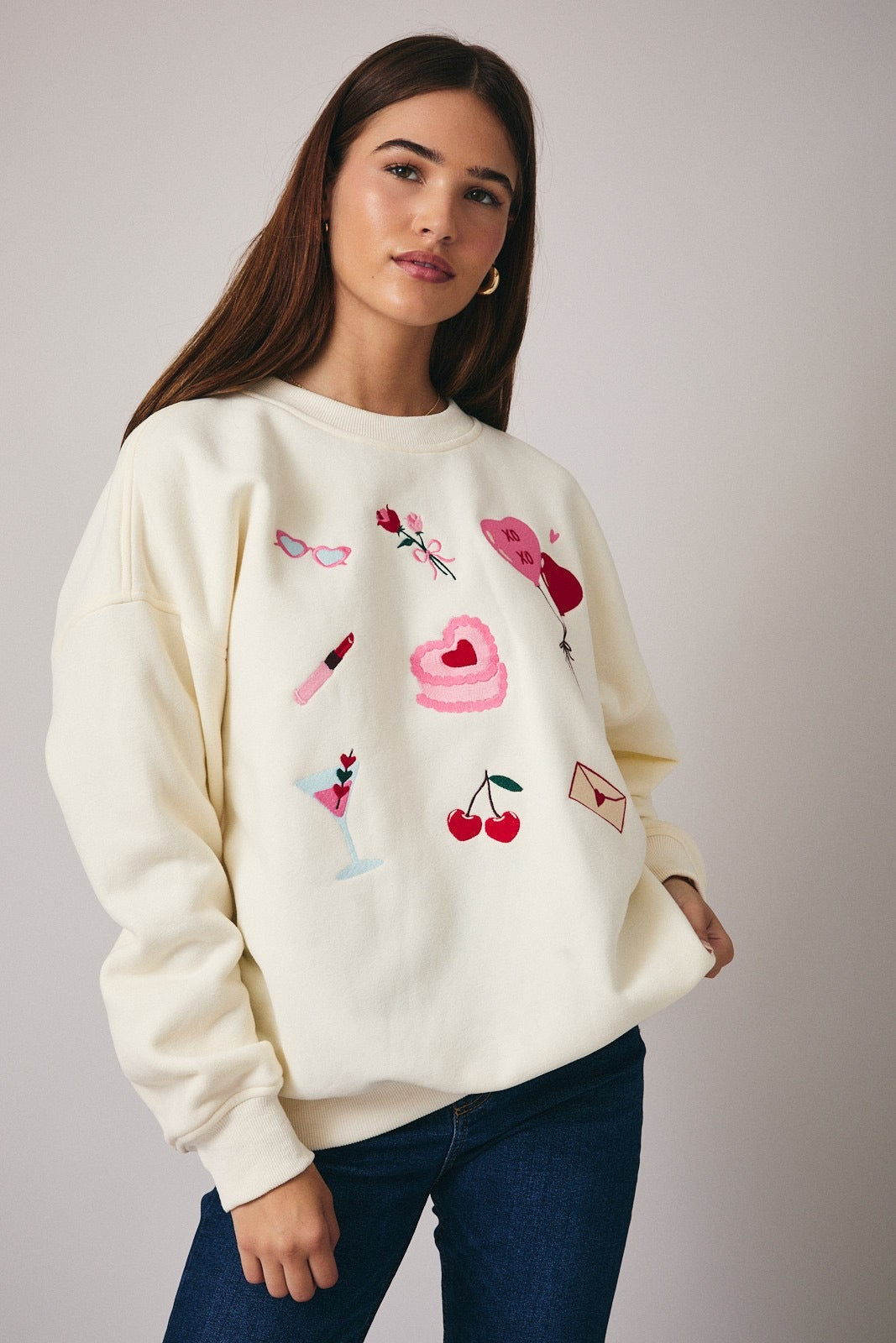 Valentine Icon Embroidery Sweatshirt