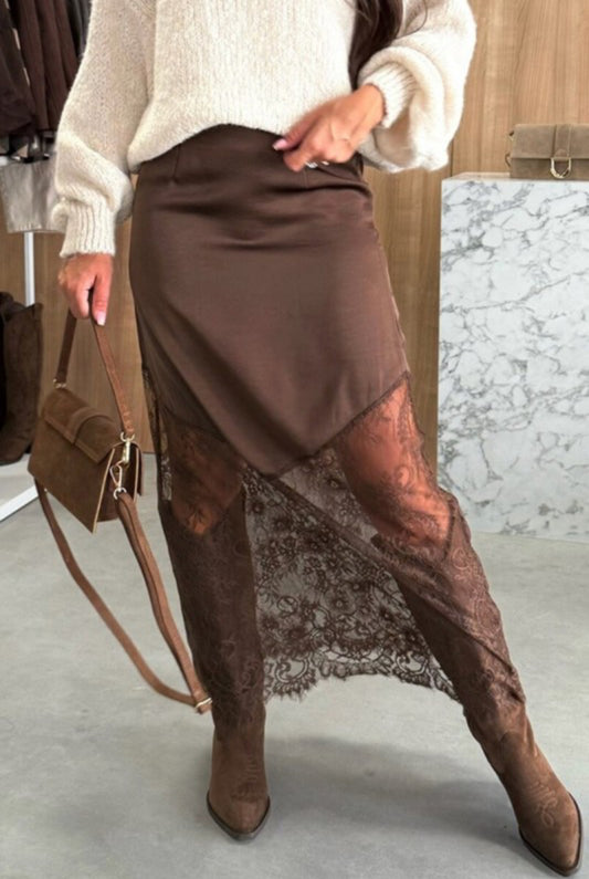 Satin lace skirt