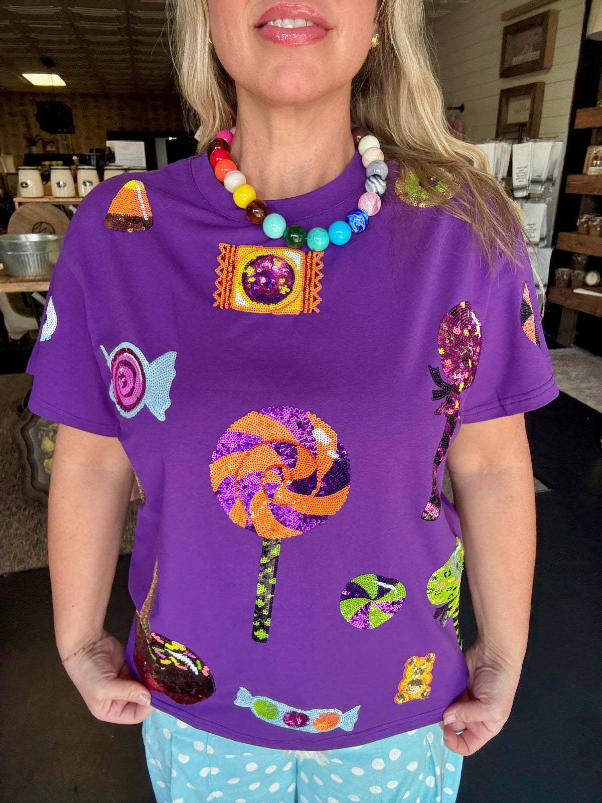 Halloween Candy Purple Tee