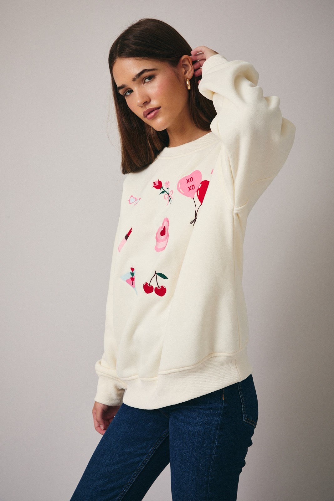 Valentine Icon Embroidery Sweatshirt