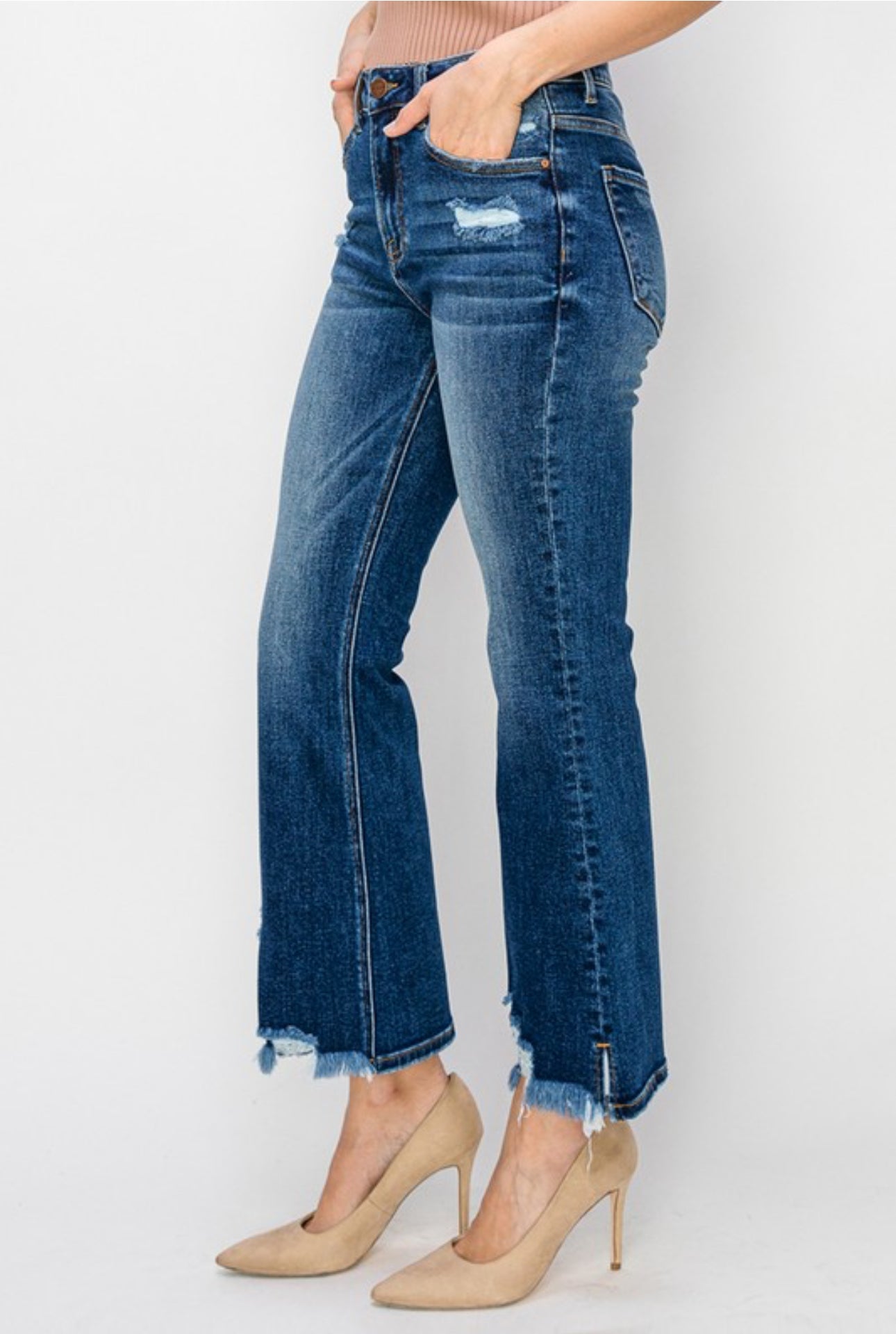 Risen High Rise Crop Flare Jeans