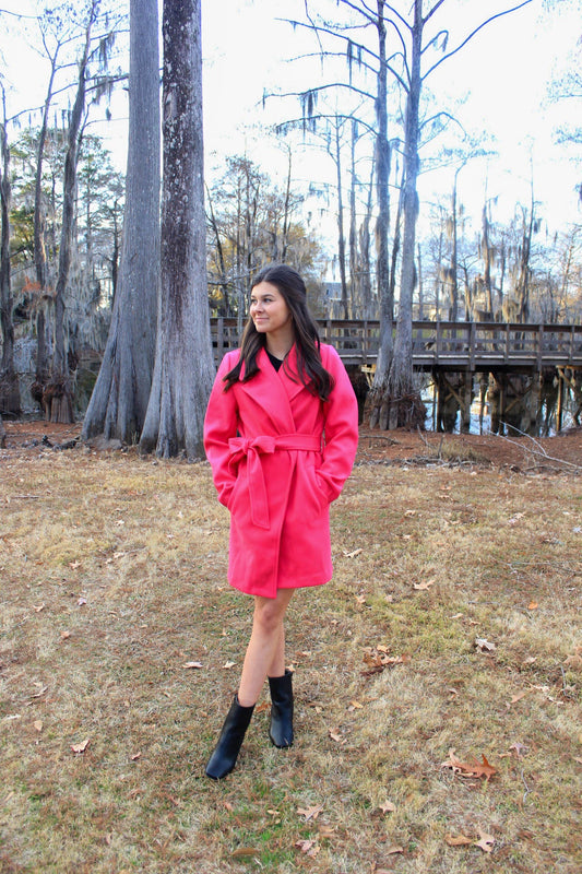 Fun, Flirty, & Fuchsia Trench Coat