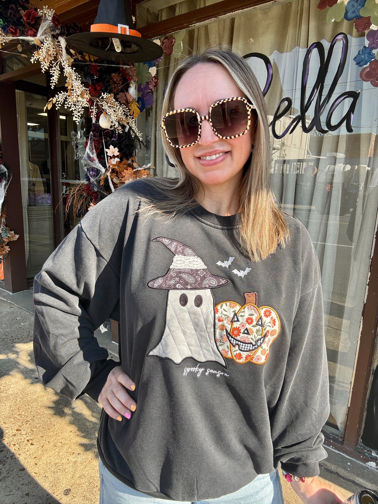 Black Ghost Applique Sweater