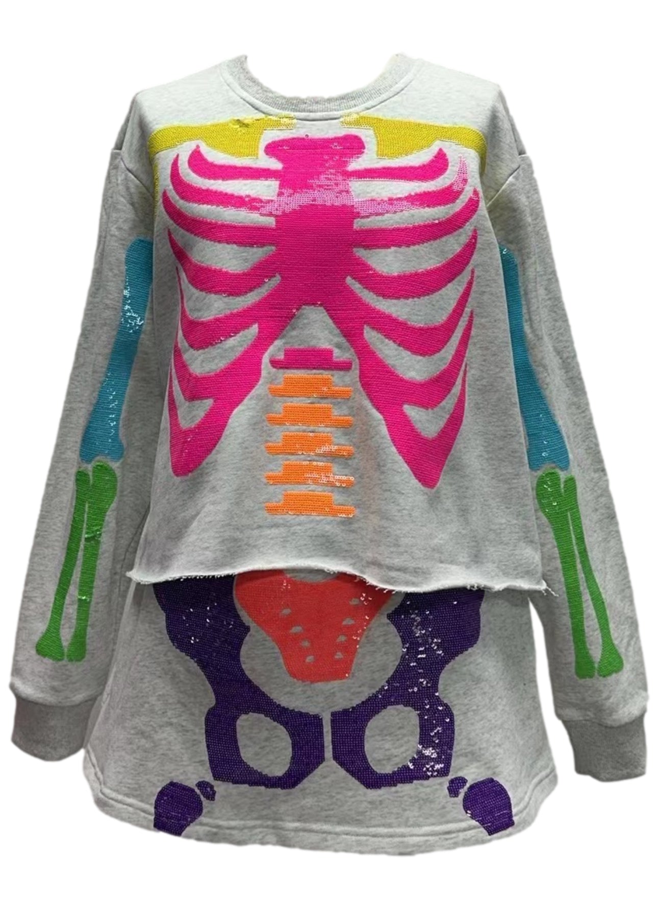 Gray & Neon Skeleton Top