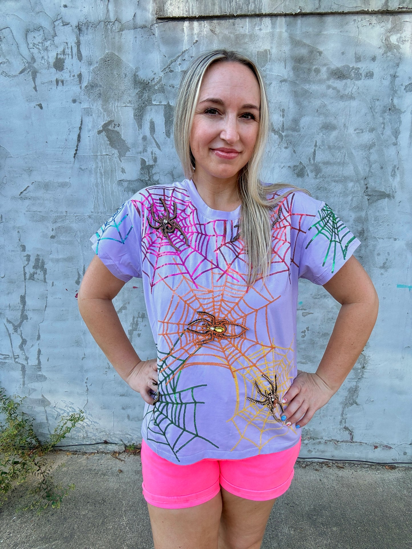 Queen of Halloween Spider Web tee