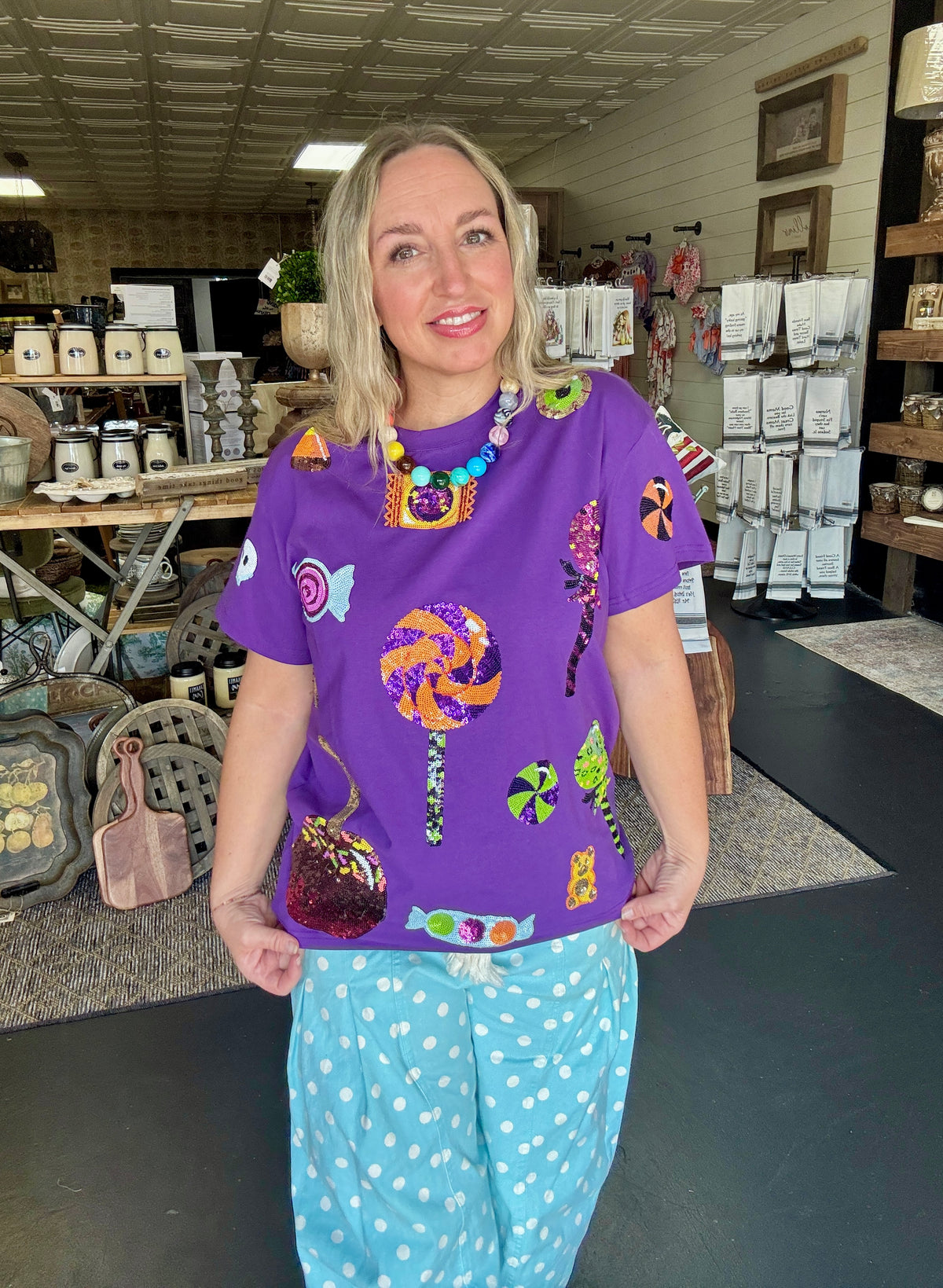 Halloween Candy Purple Tee