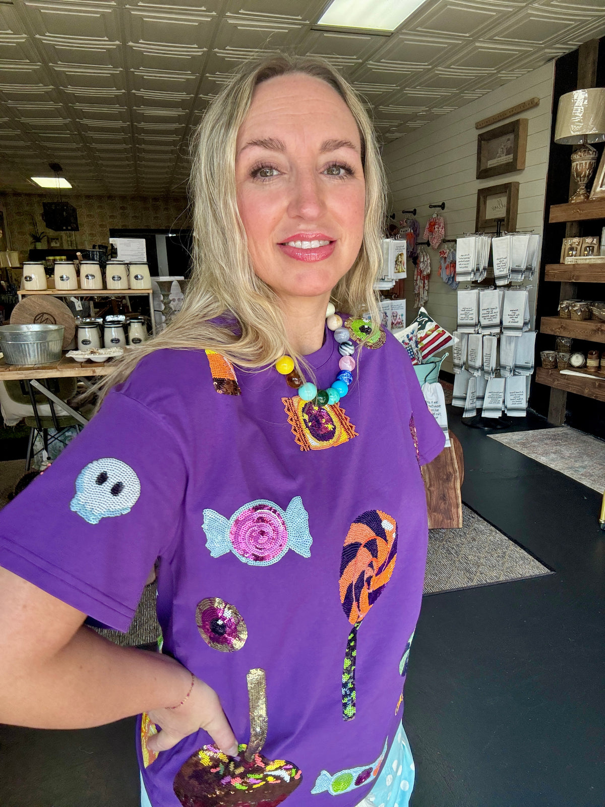 Halloween Candy Purple Tee