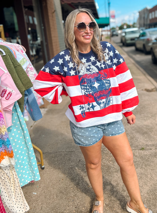 USA Stars and Stripes Card Logo Sweatshirt