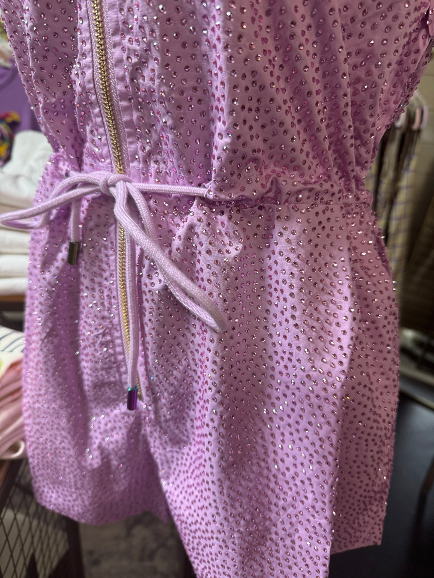Lavender QOS Rhinestone Romper