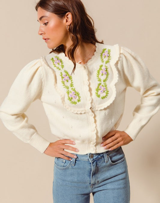 Falling In Love Embroidered Cardigan