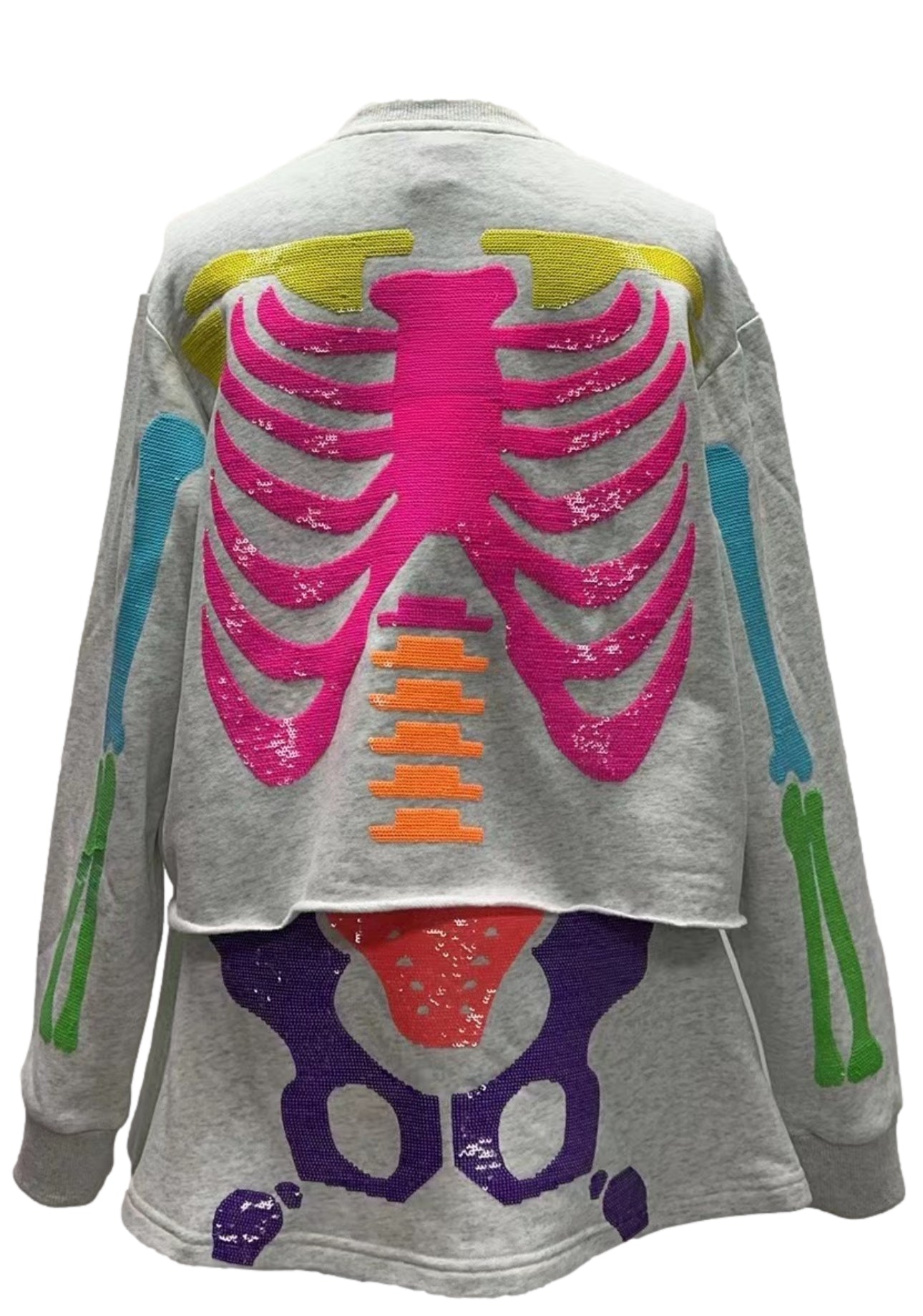 Gray & Neon Skeleton Top