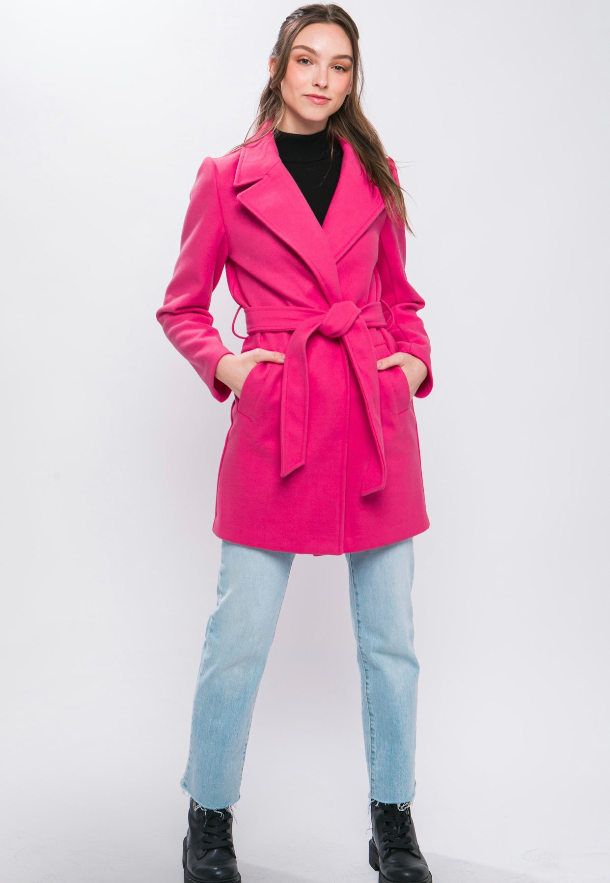 Fun Flirty Fuchsia Trench Coat