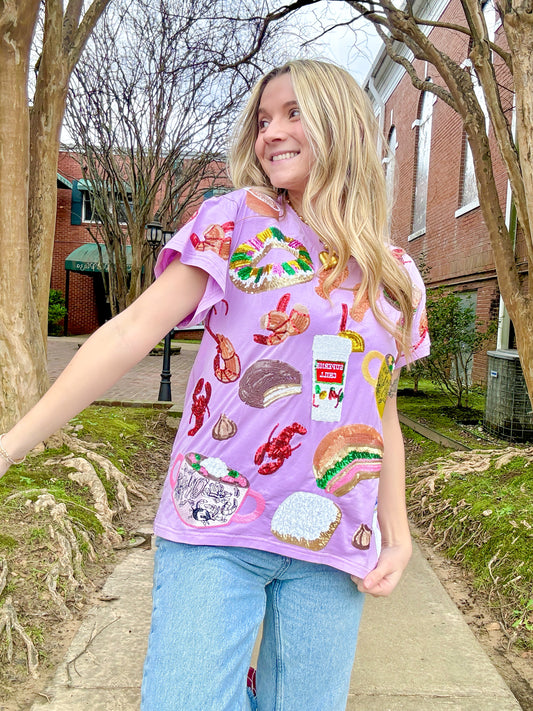 Mardi Gras Lavender Food Tee