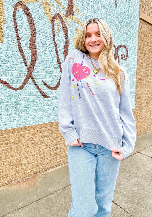 Grey Heart and Arrows Sweater