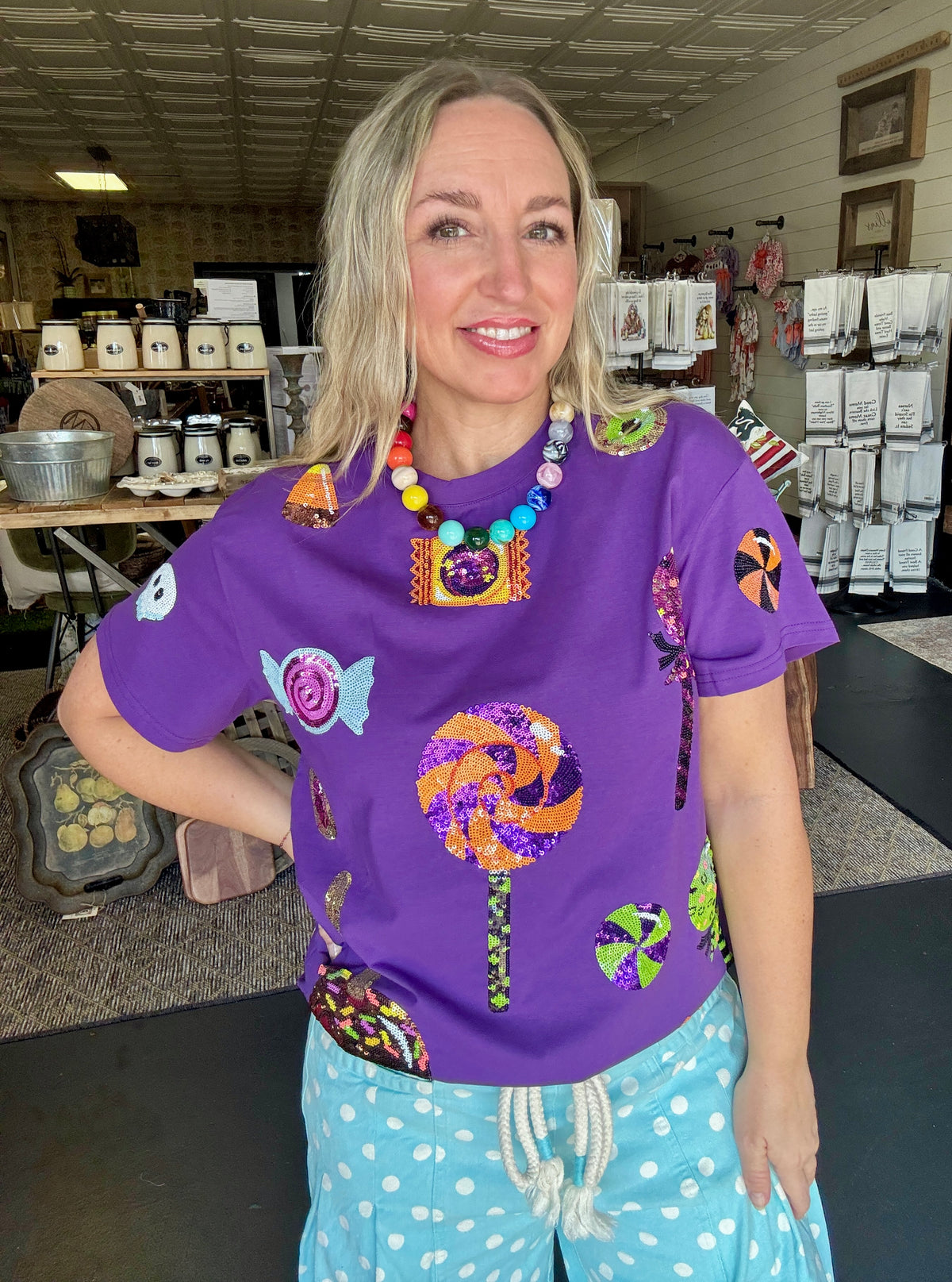 Halloween Candy Purple Tee