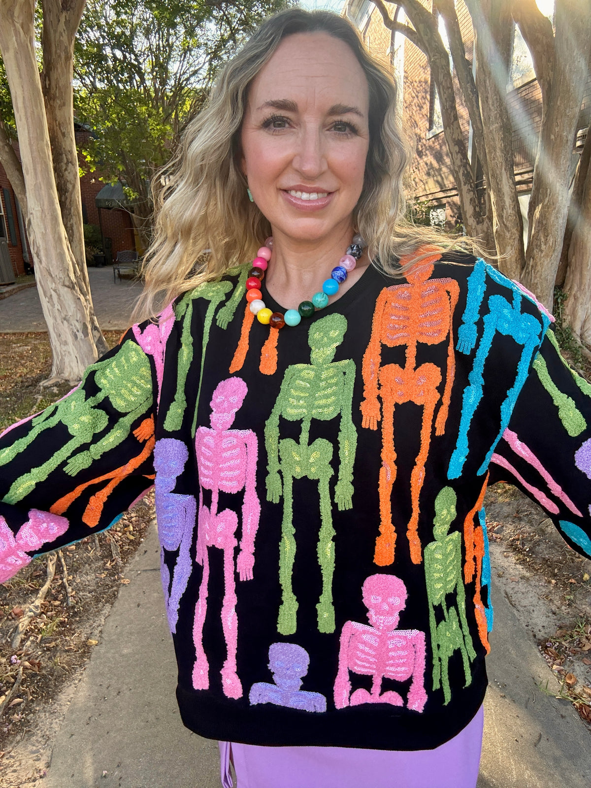 Black Fuzzy Skeleton Sweatshirt