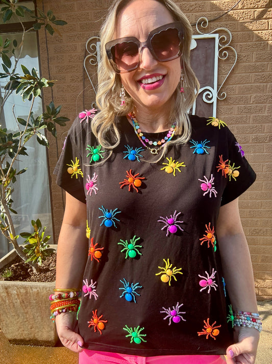 Black Multi Spider Tee