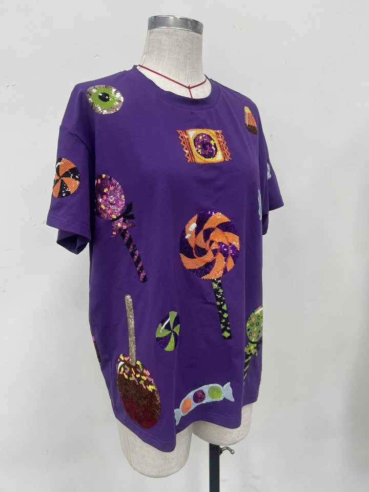 Halloween Candy Purple Tee