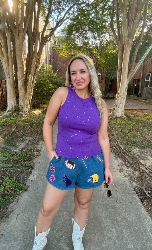 LSU Licensed Denim Gameday Icon Shorts