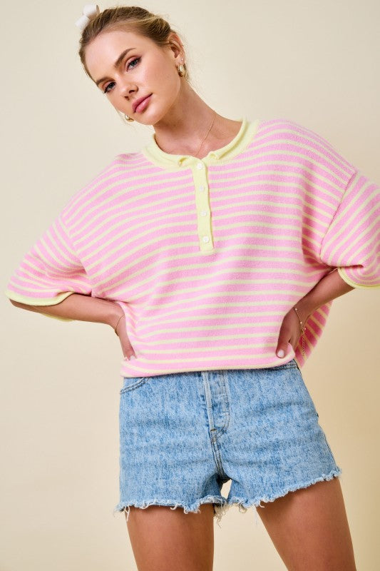 Pink Lemonade Henley
