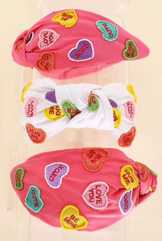 Candy Heart Headband Pink or White