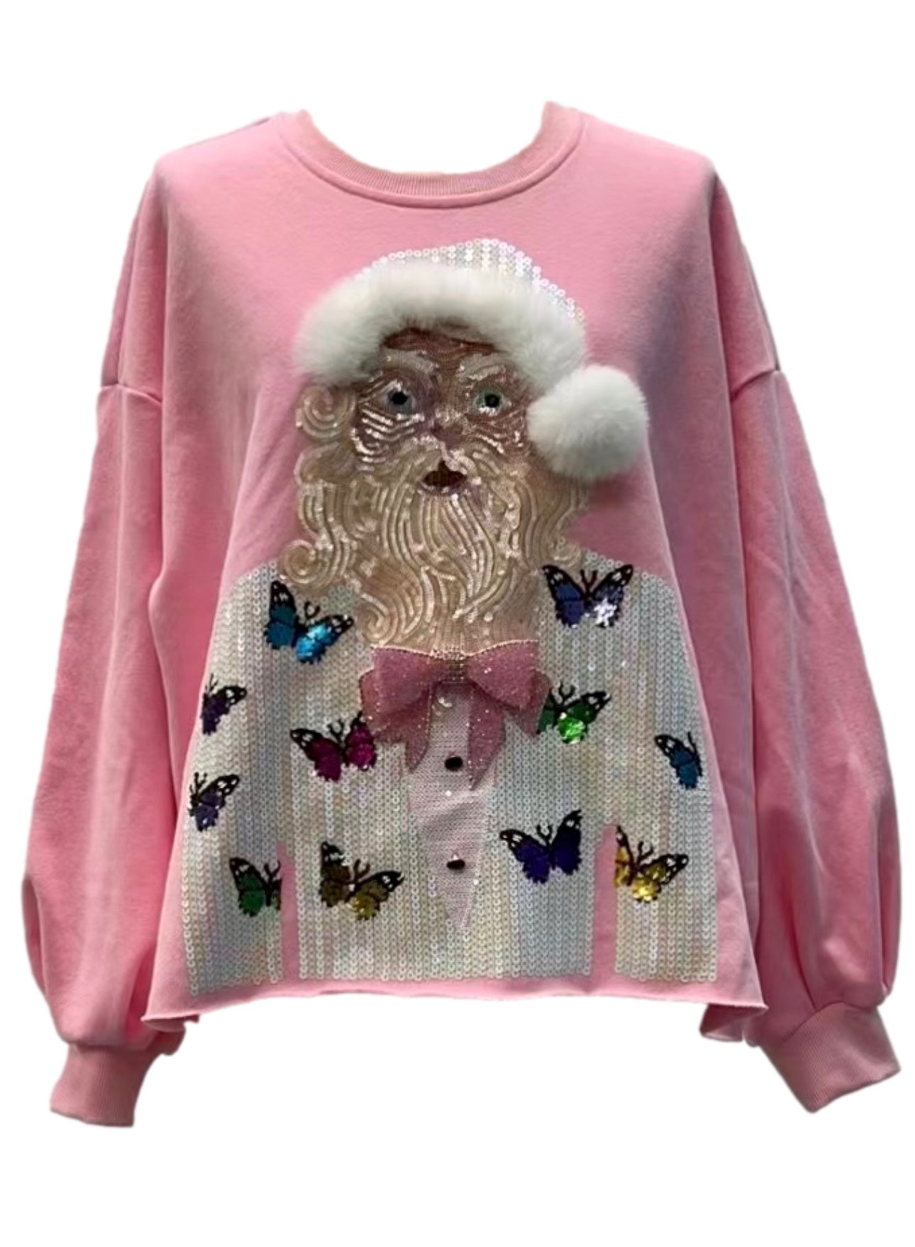 Pink Santa with Butterfly Blazer Sweatshirt