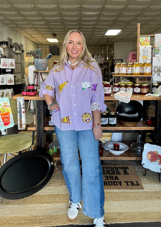 Licensed LSU Mini Icon Button Up