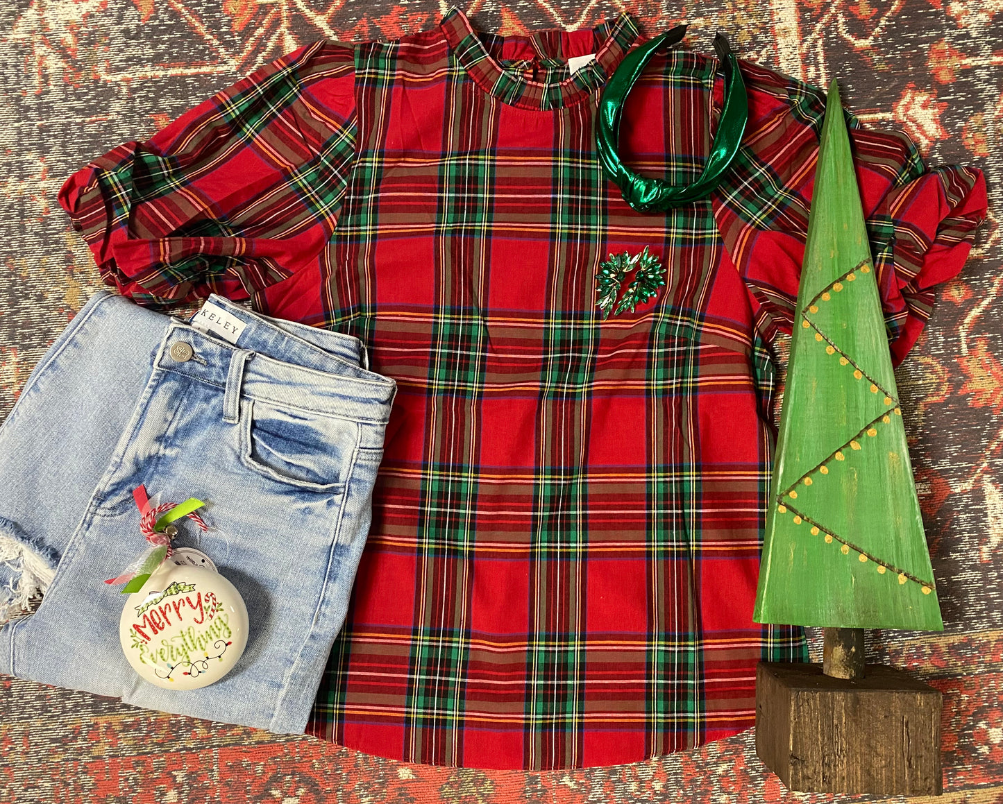 Holiday Red Plaid Top