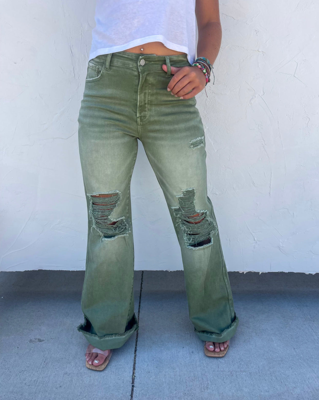 Blakeley Olive Distressed Jeans