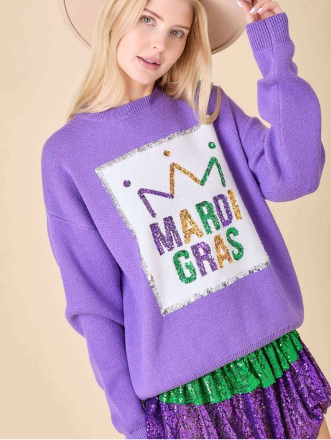 Meet Me at the Parade Purple Sweater