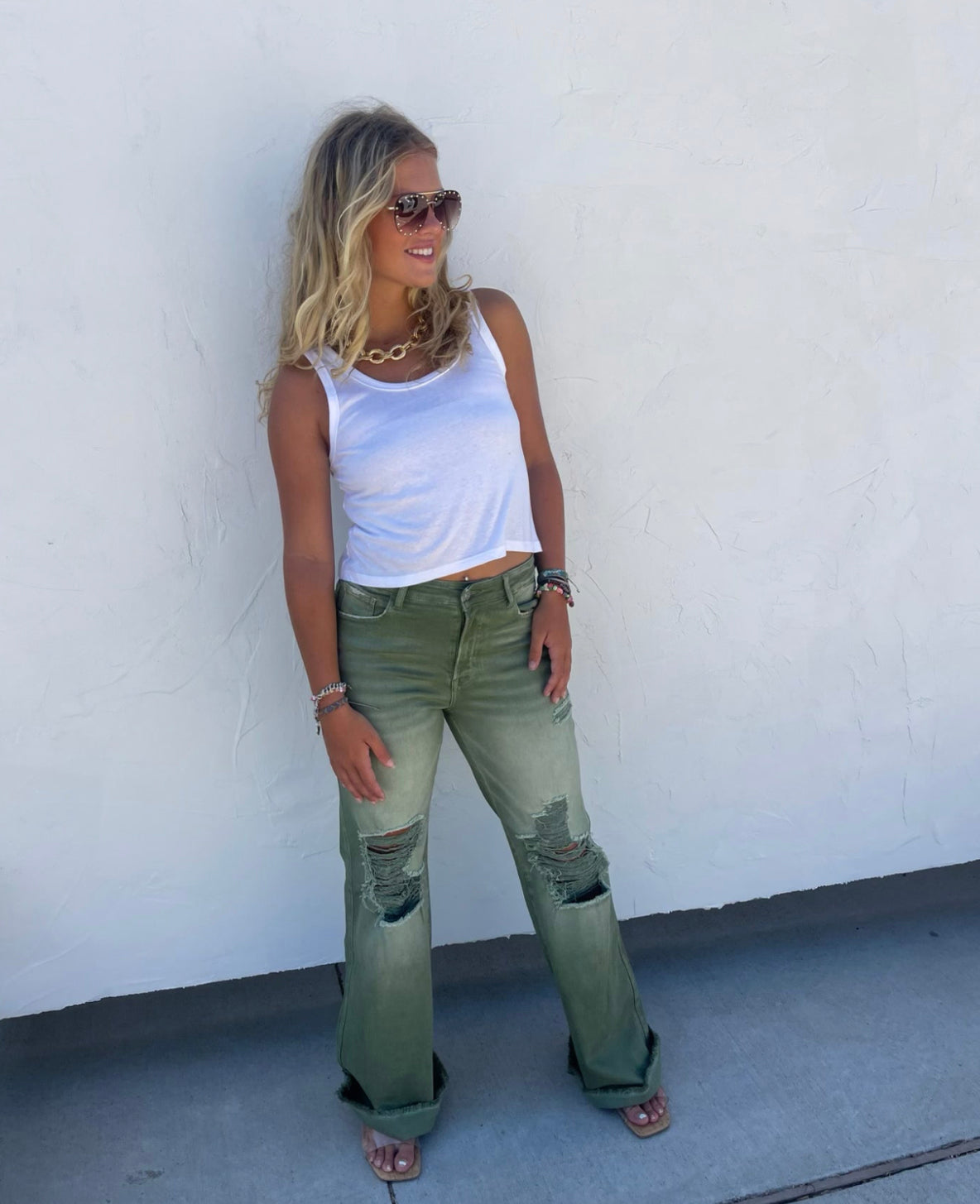 Blakeley Olive Distressed Jeans