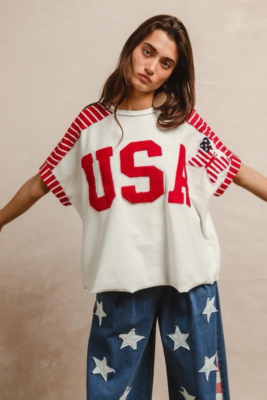 USA Stars, Stripes & Butterflies Knit Top Preorder