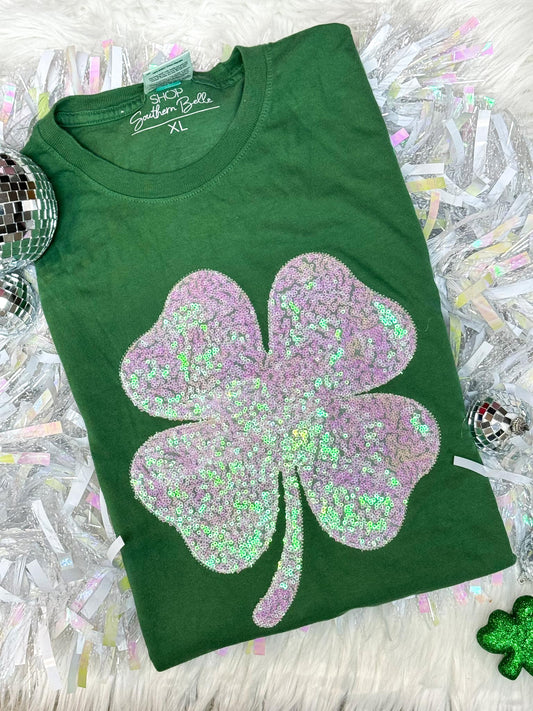 Green Shamrock Sequin Tee