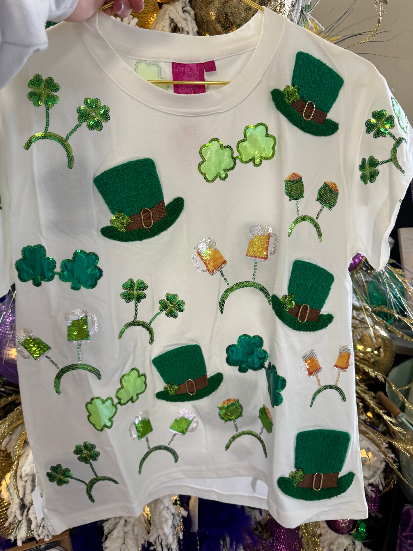 Queen of Sparkles Shamrocks and Sequins tee